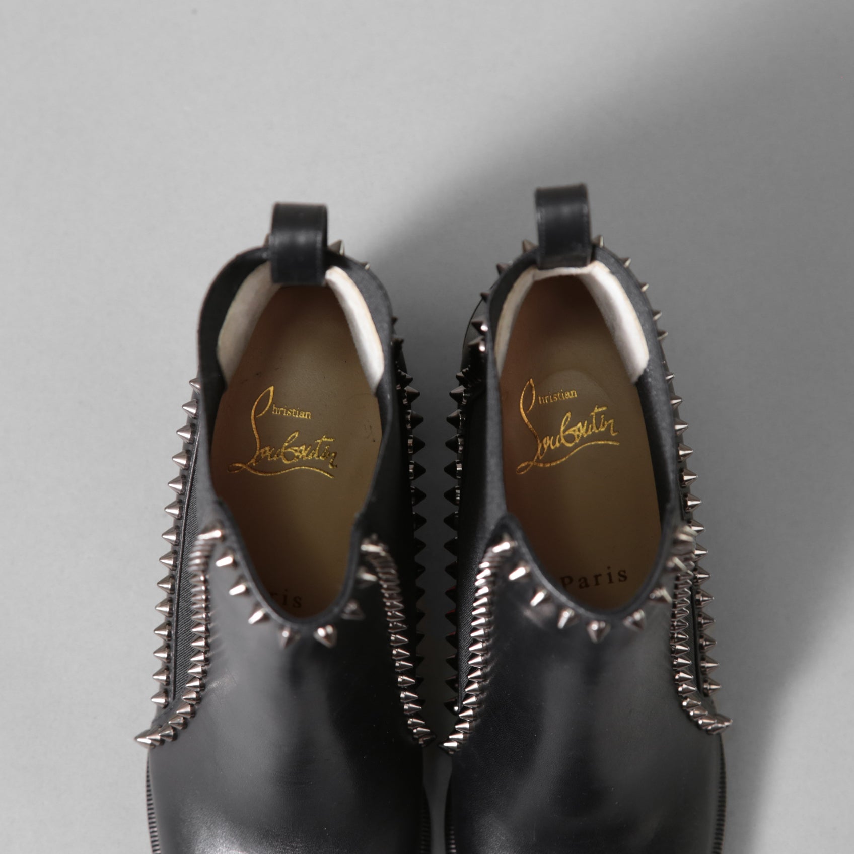 Christian Louboutin クリスチャンルブタン / Out Line Spike Lug アウトライン スパイク ブーツ / スタッズ サイドゴアブーツ / size 35.5 (22.5cm) BLACK レディース シューズ