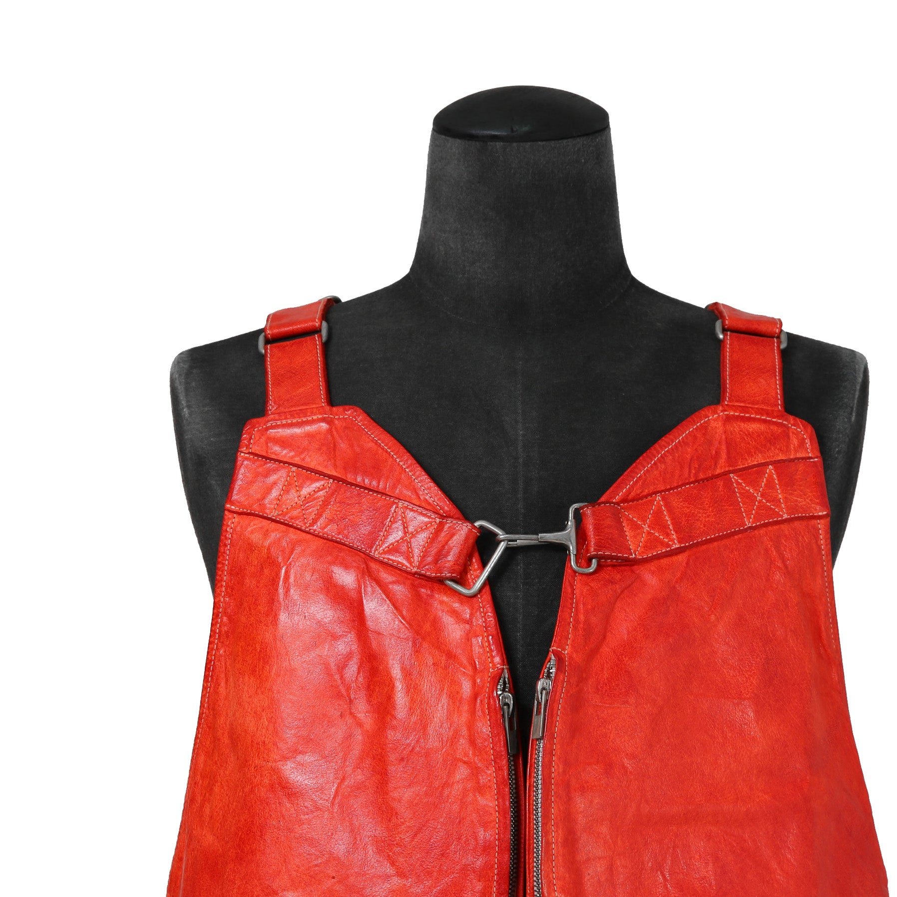 CAROL CHRISTIAN POELL キャロルクリスチャンポエル / 2017 美品 KANGAROO O.D / LEATHER VEST BAG / size 46 (RED)