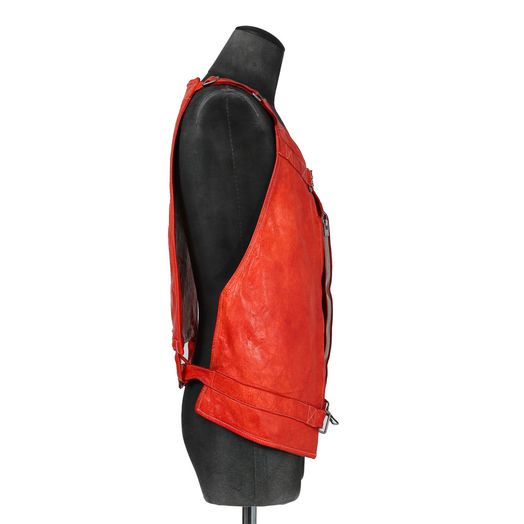CAROL CHRISTIAN POELL キャロルクリスチャンポエル / 2017 美品 KANGAROO O.D / LEATHER VEST BAG / size 46 (RED)