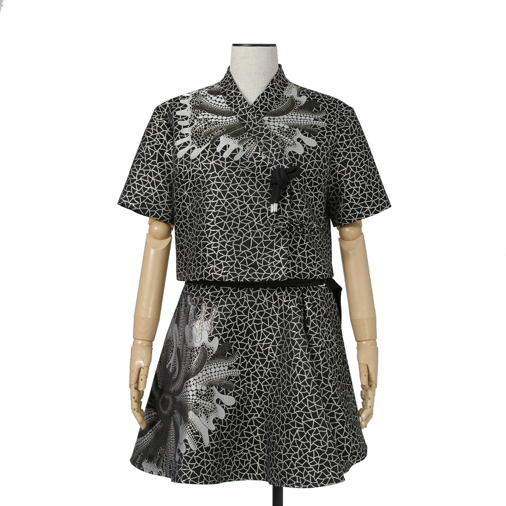 希少 LOUIS VUITTON x YAYOI KUSAMA ルイヴィトン 草間彌生 コラボ / 2023SS サイケデリックフラワー ミニラップ スカート  / size 38 (M) BLACK