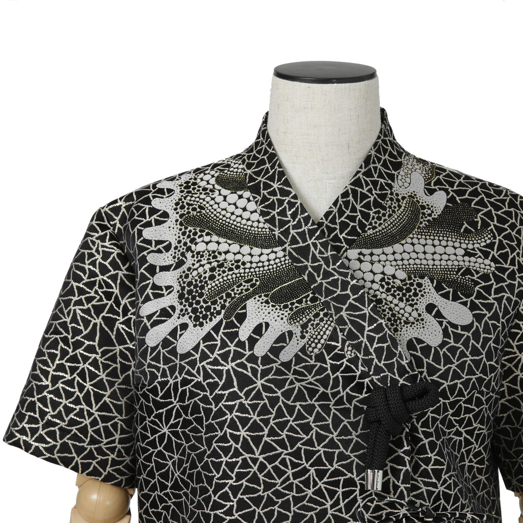 超希少 LOUIS VUITTON x YAYOI KUSAMA ルイヴィトン 草間彌生 コラボ / 2023SS サイケデリックフラワー ラップ トップス / 半袖 / size 38 (M) BLACK / RW231J VF5 FOB26