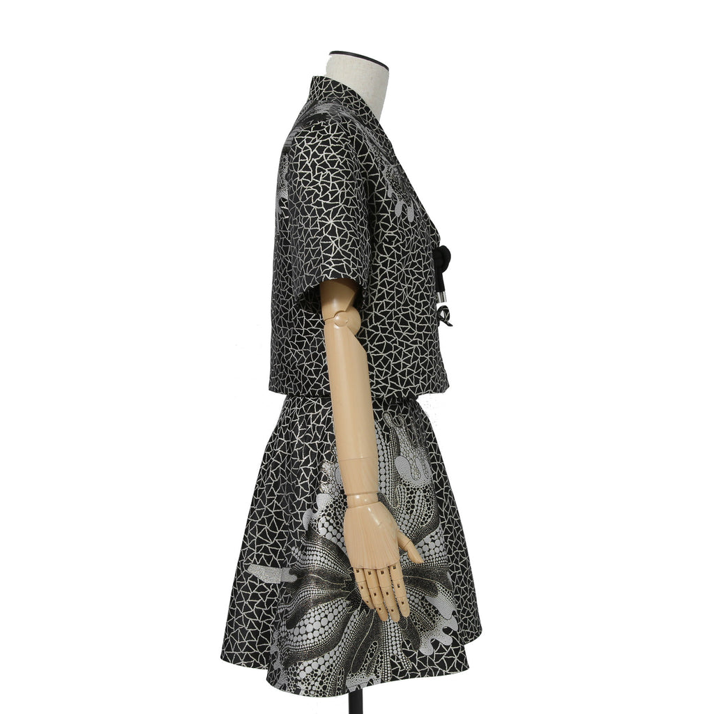 希少 LOUIS VUITTON x YAYOI KUSAMA ルイヴィトン 草間彌生 コラボ / 2023SS サイケデリックフラワー ミニラップ スカート  / size 38 (M) BLACK