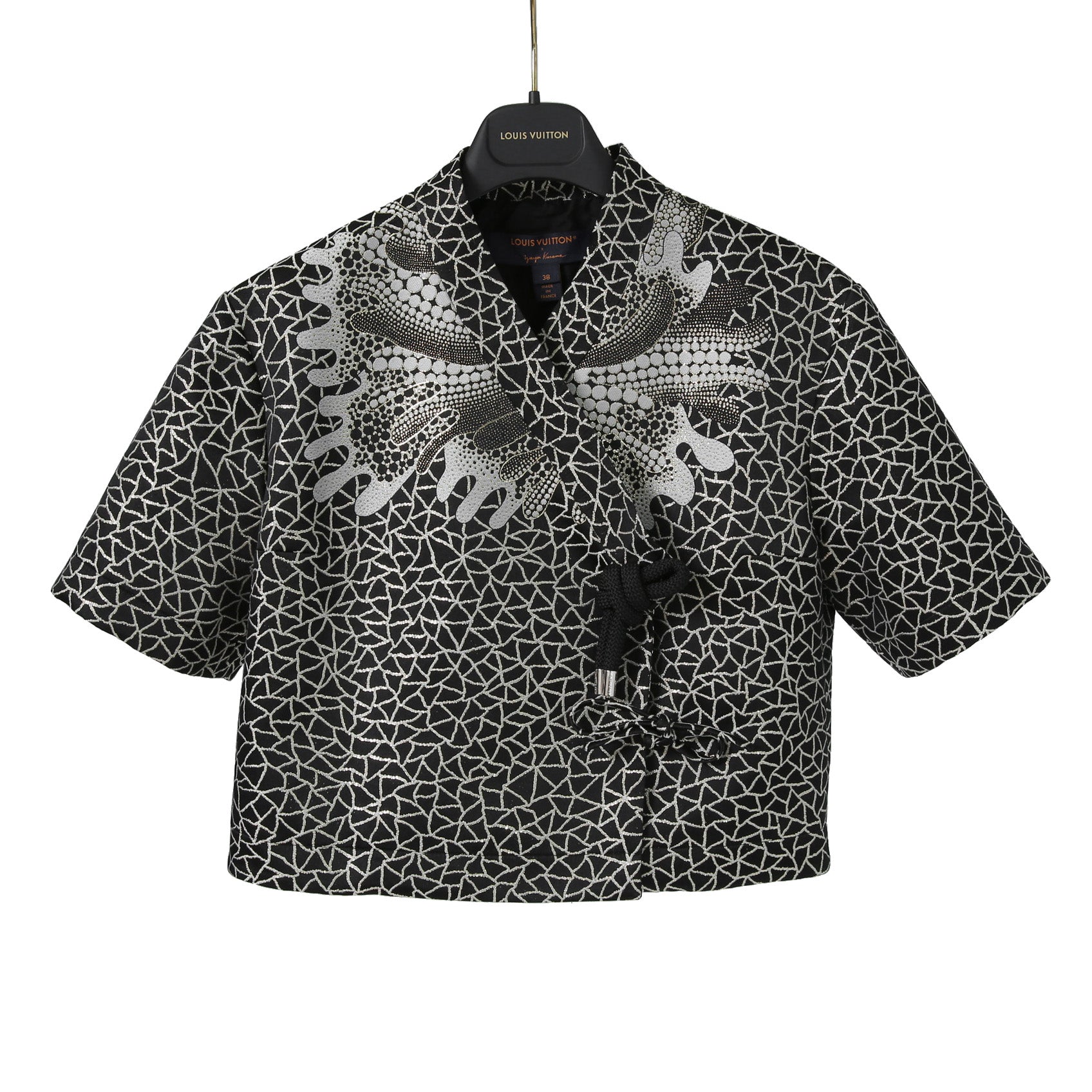 超希少 LOUIS VUITTON x YAYOI KUSAMA ルイヴィトン 草間彌生 コラボ / 2023SS サイケデリックフラワー ラップ トップス / 半袖 / size 38 (M) BLACK / RW231J VF5 FOB26