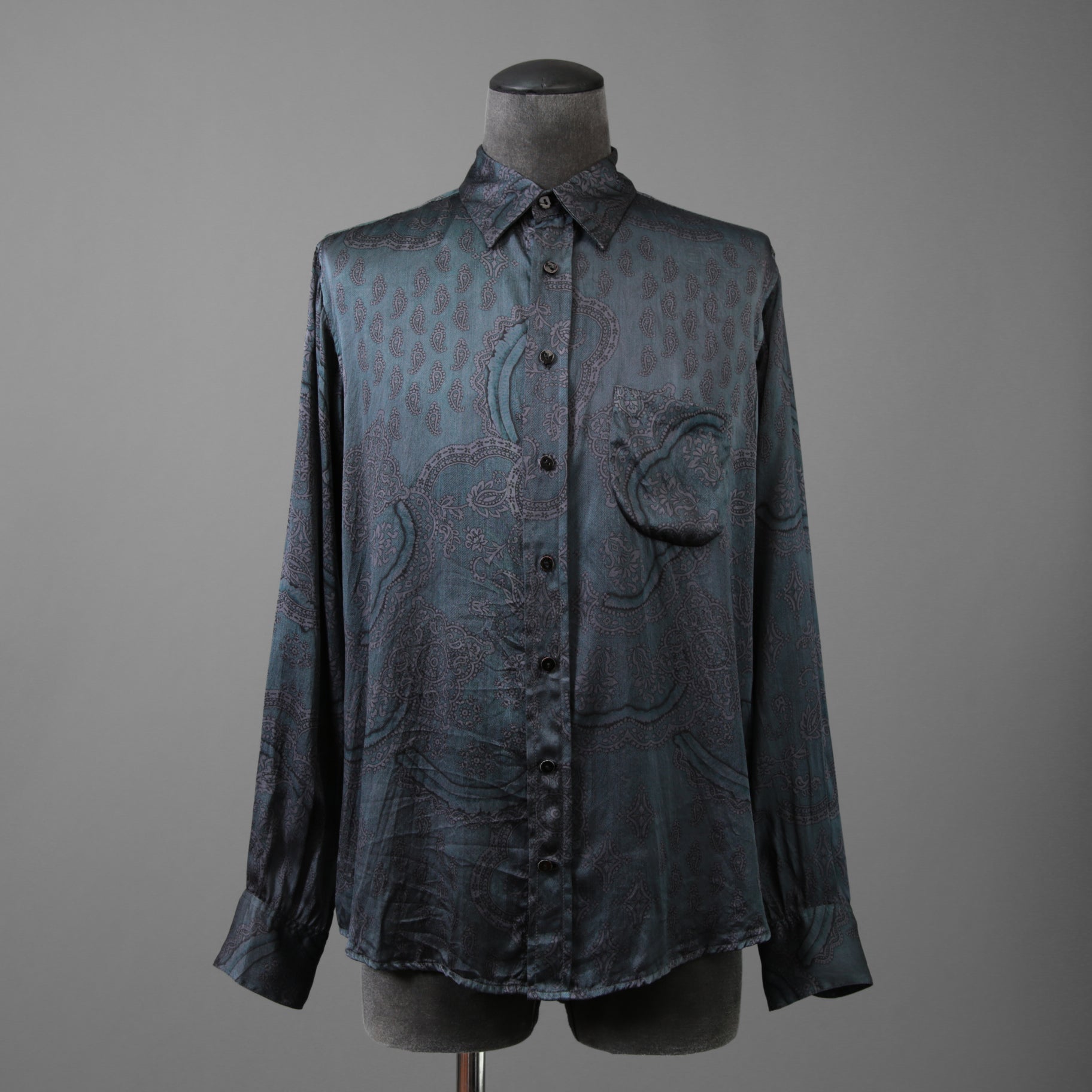 新品 Geoffrey B. Small ジェフリー B.スモール / 25SS classic tailored long sleeve shirt 長袖シャツ/ EV9S14SPECIAL / size XS (BLUE×GRAY)