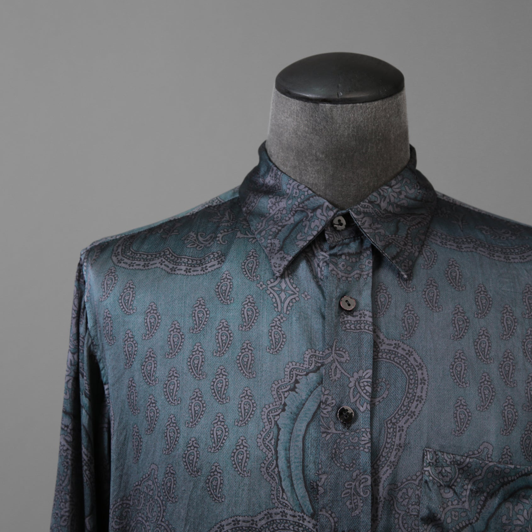 新品 Geoffrey B. Small ジェフリー B.スモール / 25SS classic tailored long sleeve shirt 長袖シャツ/ EV9S14SPECIAL / size XS (BLUE×GRAY)