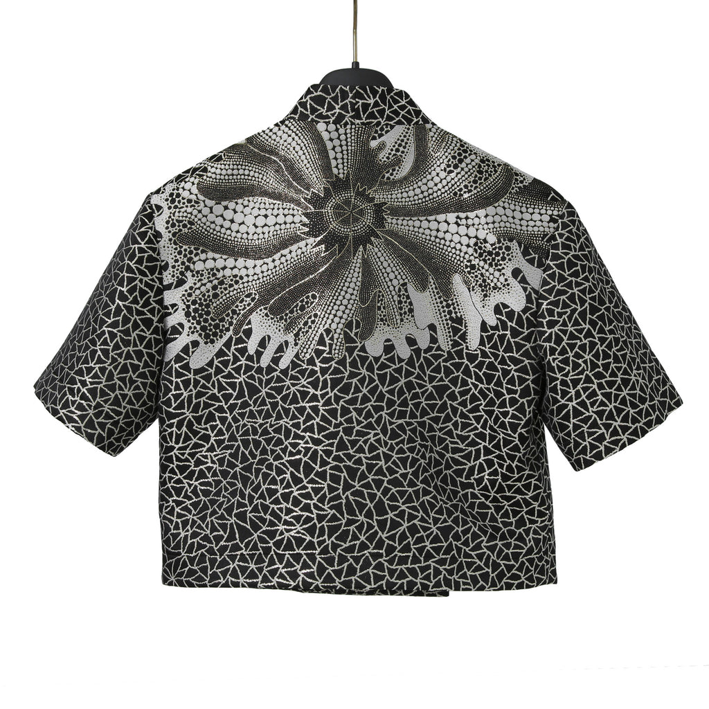 超希少 LOUIS VUITTON x YAYOI KUSAMA ルイヴィトン 草間彌生 コラボ / 2023SS サイケデリックフラワー ラップ トップス / 半袖 / size 38 (M) BLACK / RW231J VF5 FOB26