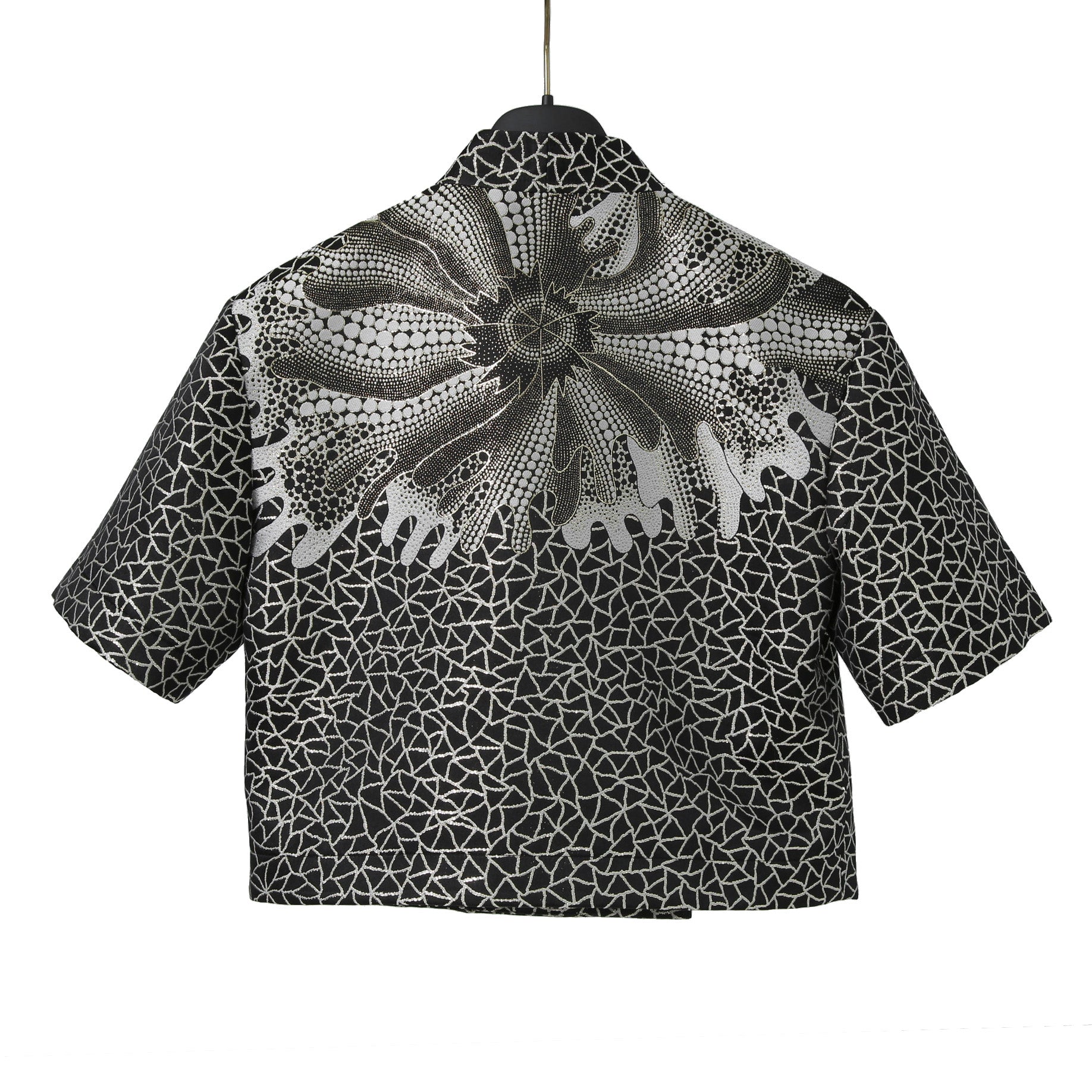 超希少 LOUIS VUITTON x YAYOI KUSAMA ルイヴィトン 草間彌生 コラボ / 2023SS サイケデリックフラワー ラップ トップス / 半袖 / size 38 (M) BLACK / RW231J VF5 FOB26