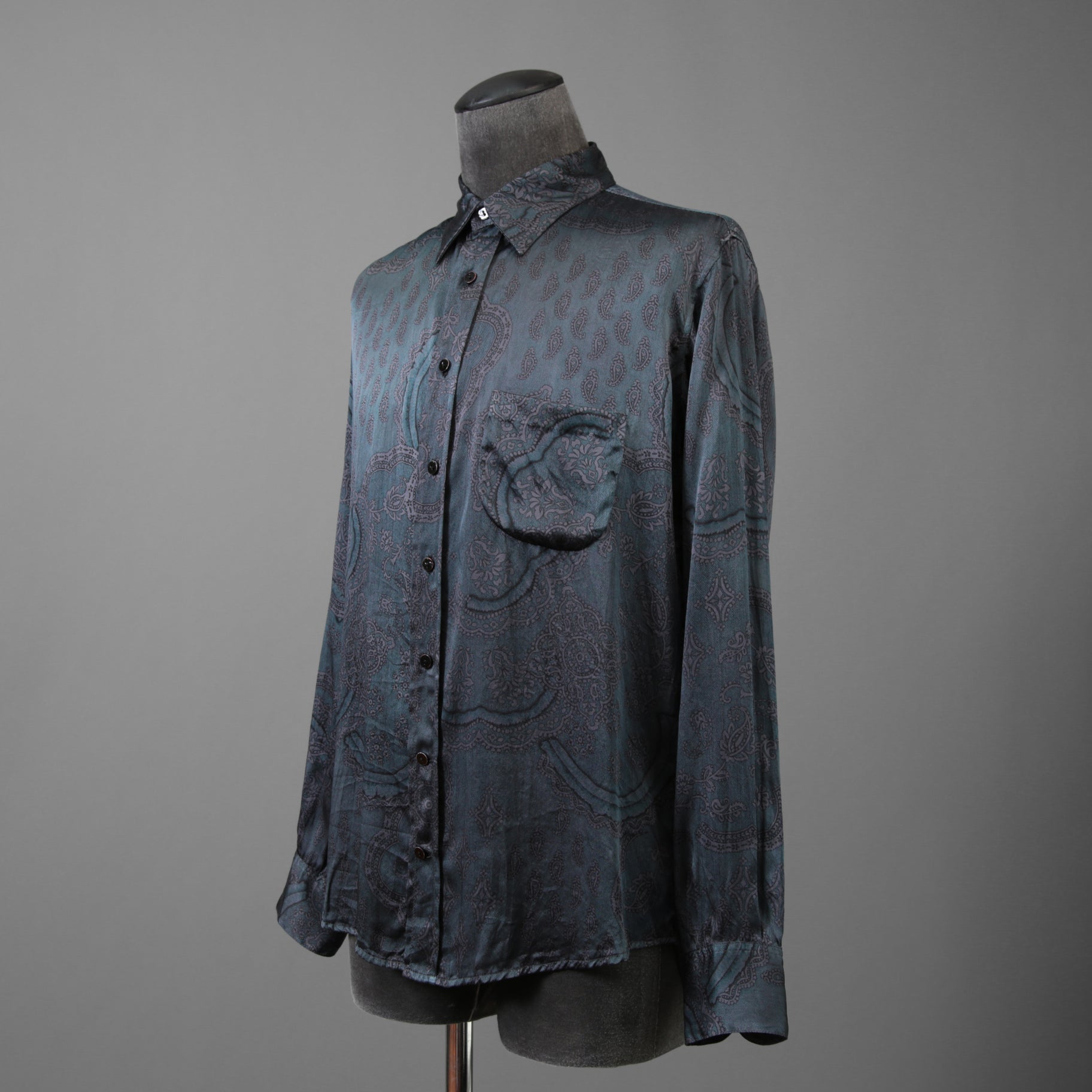 新品 Geoffrey B. Small ジェフリー B.スモール / 25SS classic tailored long sleeve shirt 長袖シャツ/ EV9S14SPECIAL / size XS (BLUE×GRAY)