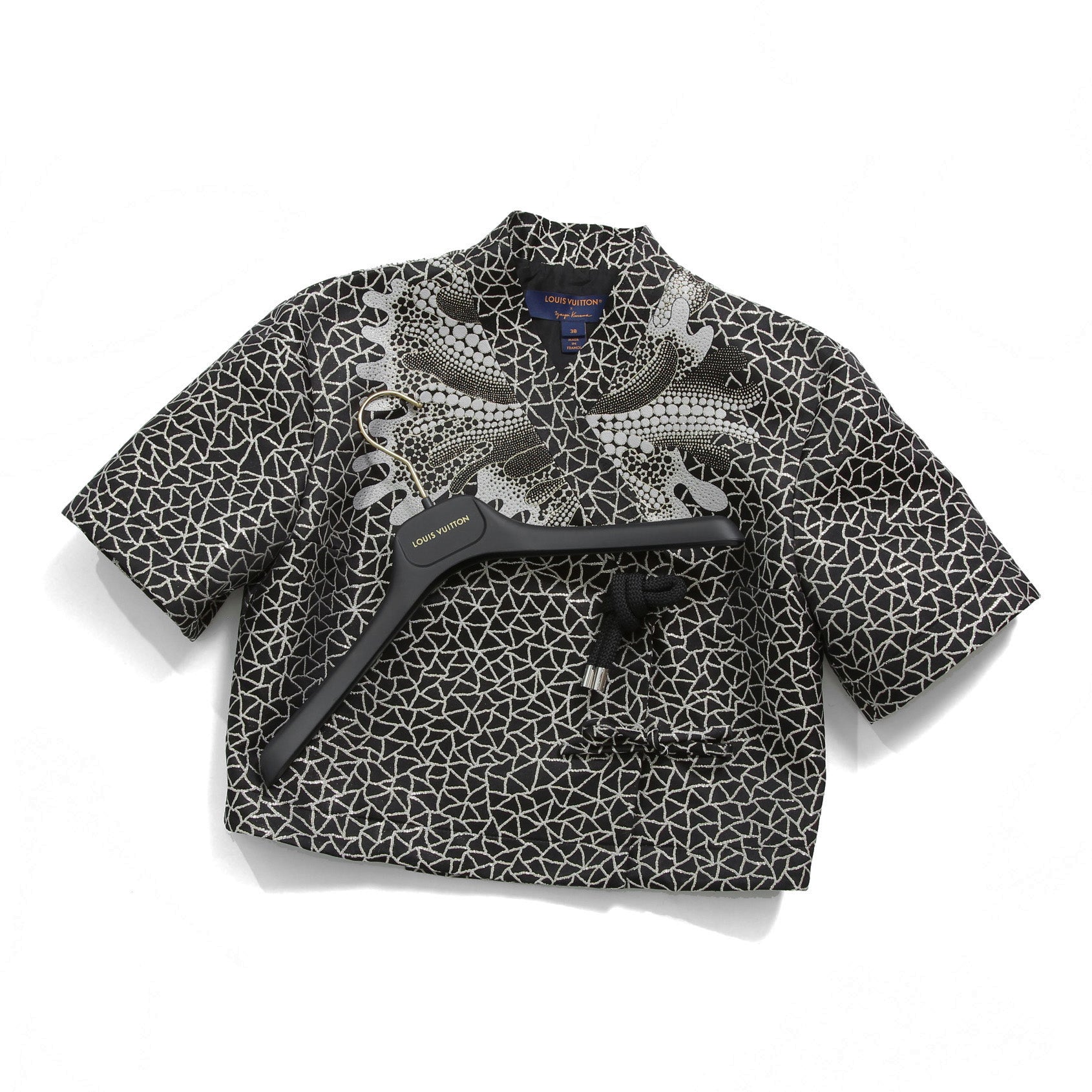 超希少 LOUIS VUITTON x YAYOI KUSAMA ルイヴィトン 草間彌生 コラボ / 2023SS サイケデリックフラワー ラップ トップス / 半袖 / size 38 (M) BLACK / RW231J VF5 FOB26