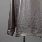 新品 A.F ARTEFACT エーエフアーティファクト / 25AW COLLARLESS SHIRT TOPS SOFT SATIN 長袖シャツ / AG-12071-1 / size 1 (DARK GREY)
