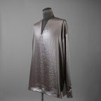 新品 A.F ARTEFACT エーエフアーティファクト / 25AW COLLARLESS SHIRT TOPS SOFT SATIN 長袖シャツ / AG-12071-1 / size 1 (DARK GREY)