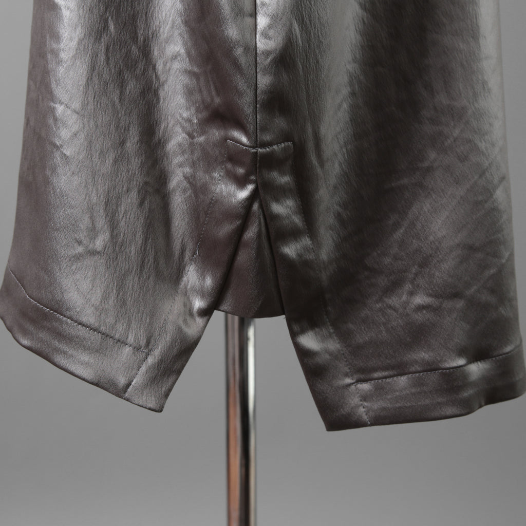 新品 A.F ARTEFACT エーエフアーティファクト / 25AW COLLARLESS SHIRT TOPS SOFT SATIN 長袖シャツ / AG-12071-1 / size 1 (DARK GREY)