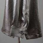 新品 A.F ARTEFACT エーエフアーティファクト / 25AW COLLARLESS SHIRT TOPS SOFT SATIN 長袖シャツ / AG-12071-1 / size 1 (DARK GREY)