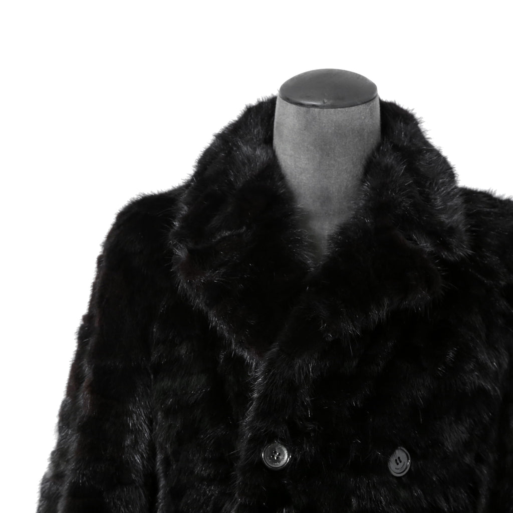 希少 美品 SAINT LAURENT PARIS サンローラン パリ / エディ期 2015-16AW ランウェイ Look 6着用 / ダブルブレスト  ミンク ファー コート / 398926 Y7IH1 / size 46 (BLACK)