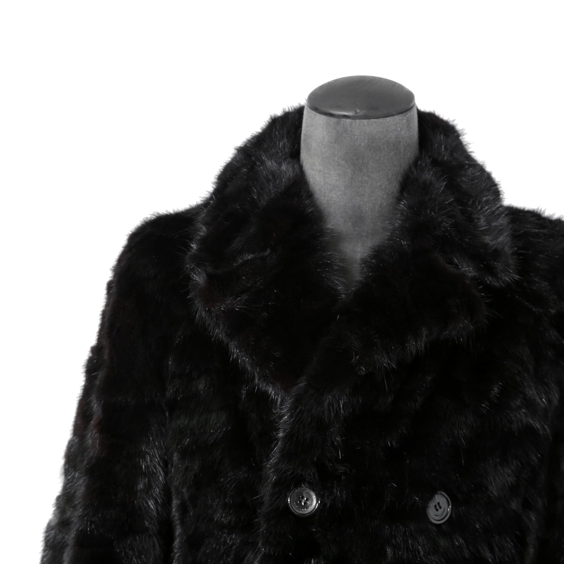 希少 美品 SAINT LAURENT PARIS サンローラン パリ / エディ期 2015-16AW ランウェイ Look 6着用 / ダブルブレスト  ミンク ファー コート / 398926 Y7IH1 / size 46 (BLACK)