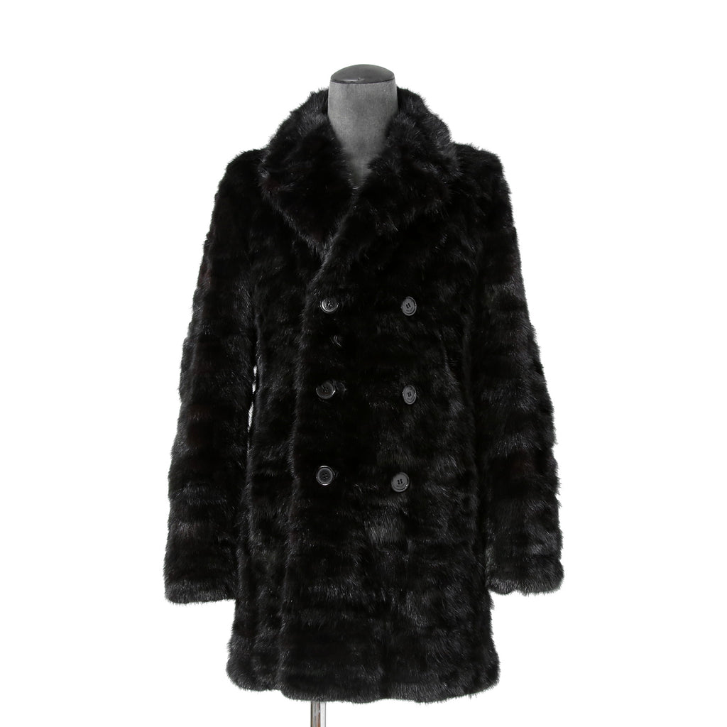 希少 美品 SAINT LAURENT PARIS サンローラン パリ / エディ期 2015-16AW ランウェイ Look 6着用 / ダブルブレスト  ミンク ファー コート / 398926 Y7IH1 / size 46 (BLACK)