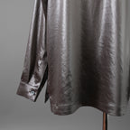 新品 A.F ARTEFACT エーエフアーティファクト / 25AW COLLARLESS SHIRT TOPS SOFT SATIN 長袖シャツ / AG-12071-1 / size 1 (DARK GREY)