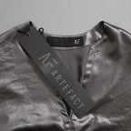 新品 A.F ARTEFACT エーエフアーティファクト / 25AW COLLARLESS SHIRT TOPS SOFT SATIN 長袖シャツ / AG-12071-1 / size 1 (DARK GREY)
