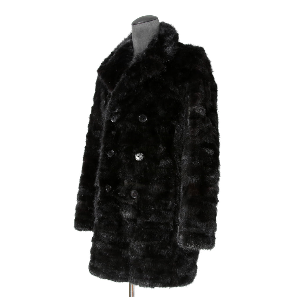 希少 美品 SAINT LAURENT PARIS サンローラン パリ / エディ期 2015-16AW ランウェイ Look 6着用 / ダブルブレスト  ミンク ファー コート / 398926 Y7IH1 / size 46 (BLACK)