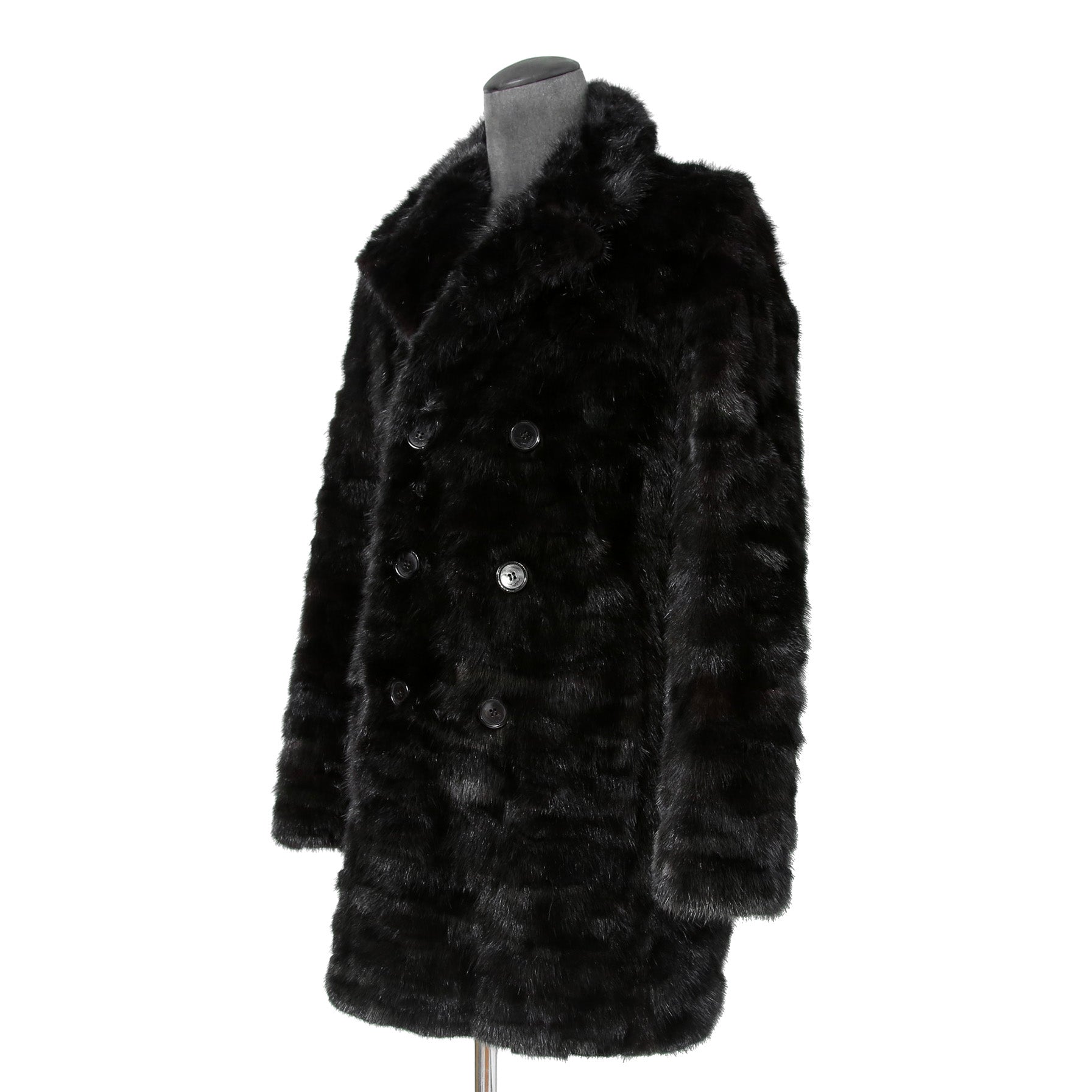 希少 美品 SAINT LAURENT PARIS サンローラン パリ / エディ期 2015-16AW ランウェイ Look 6着用 / ダブルブレスト  ミンク ファー コート / 398926 Y7IH1 / size 46 (BLACK)