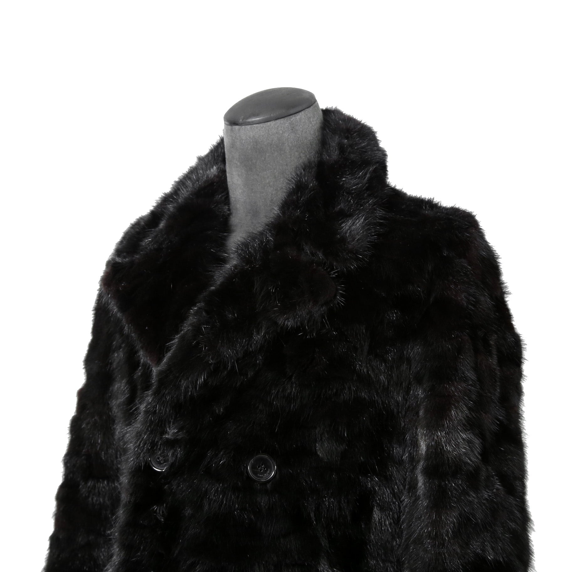 希少 美品 SAINT LAURENT PARIS サンローラン パリ / エディ期 2015-16AW ランウェイ Look 6着用 / ダブルブレスト  ミンク ファー コート / 398926 Y7IH1 / size 46 (BLACK)