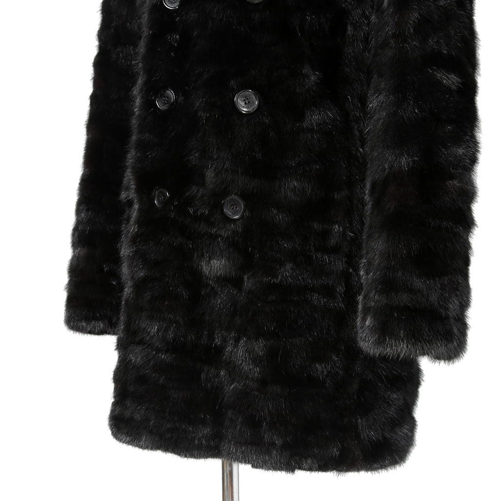 希少 美品 SAINT LAURENT PARIS サンローラン パリ / エディ期 2015-16AW ランウェイ Look 6着用 / ダブルブレスト  ミンク ファー コート / 398926 Y7IH1 / size 46 (BLACK)