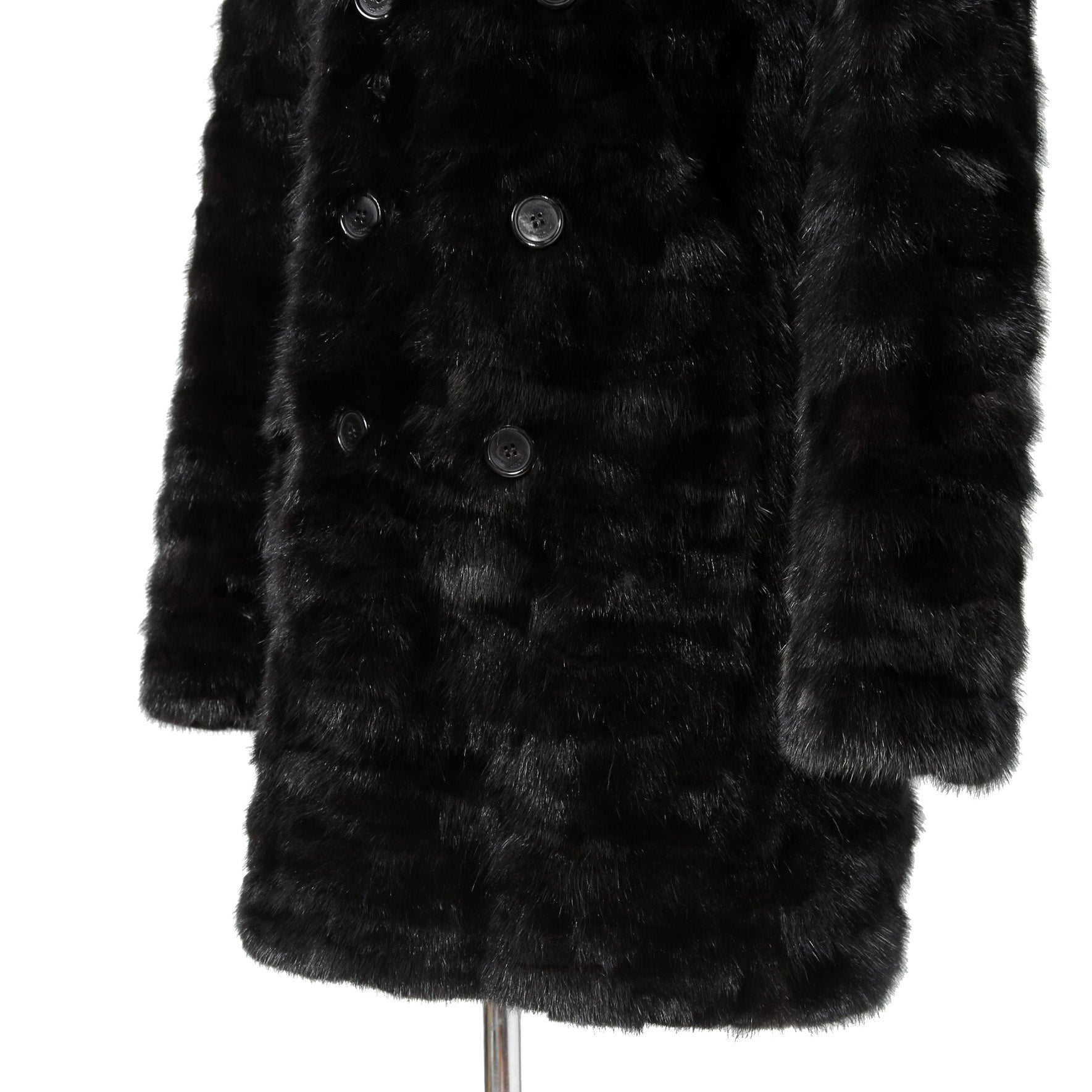 希少 美品 SAINT LAURENT PARIS サンローラン パリ / エディ期 2015-16AW ランウェイ Look 6着用 / ダブルブレスト  ミンク ファー コート / 398926 Y7IH1 / size 46 (BLACK)