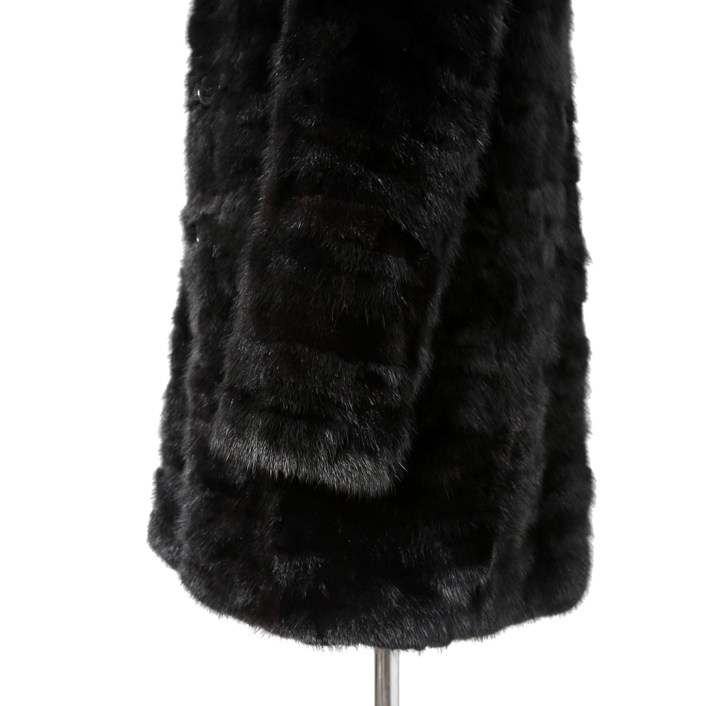 希少 美品 SAINT LAURENT PARIS サンローラン パリ / エディ期 2015-16AW ランウェイ Look 6着用 / ダブルブレスト  ミンク ファー コート / 398926 Y7IH1 / size 46 (BLACK)