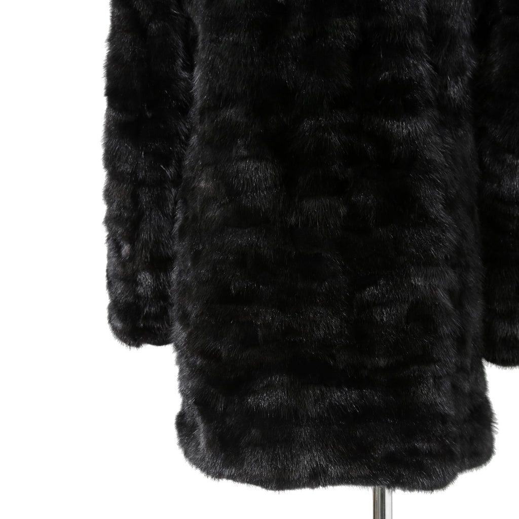 希少 美品 SAINT LAURENT PARIS サンローラン パリ / エディ期 2015-16AW ランウェイ Look 6着用 / ダブルブレスト  ミンク ファー コート / 398926 Y7IH1 / size 46 (BLACK)