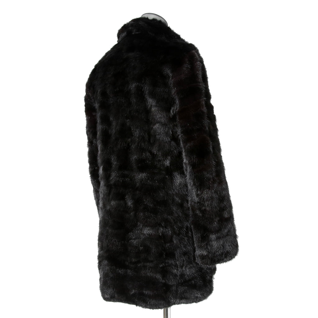 希少 美品 SAINT LAURENT PARIS サンローラン パリ / エディ期 2015-16AW ランウェイ Look 6着用 / ダブルブレスト  ミンク ファー コート / 398926 Y7IH1 / size 46 (BLACK)