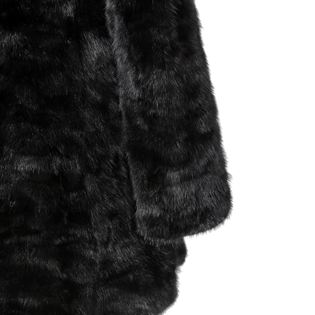 希少 美品 SAINT LAURENT PARIS サンローラン パリ / エディ期 2015-16AW ランウェイ Look 6着用 / ダブルブレスト  ミンク ファー コート / 398926 Y7IH1 / size 46 (BLACK)