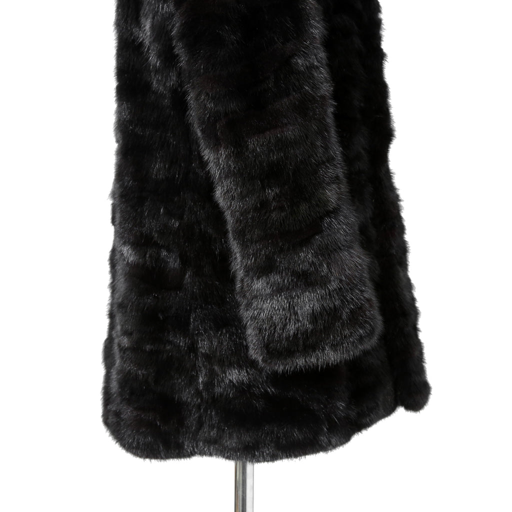 希少 美品 SAINT LAURENT PARIS サンローラン パリ / エディ期 2015-16AW ランウェイ Look 6着用 / ダブルブレスト  ミンク ファー コート / 398926 Y7IH1 / size 46 (BLACK)