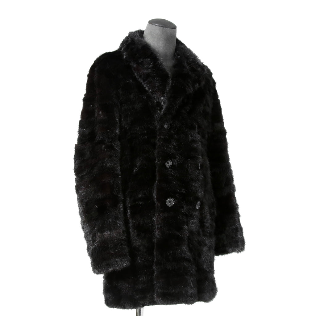 希少 美品 SAINT LAURENT PARIS サンローラン パリ / エディ期 2015-16AW ランウェイ Look 6着用 / ダブルブレスト  ミンク ファー コート / 398926 Y7IH1 / size 46 (BLACK)