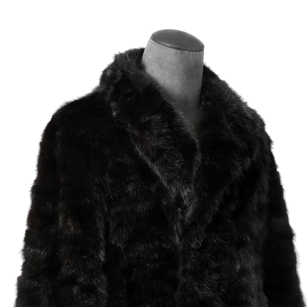 希少 美品 SAINT LAURENT PARIS サンローラン パリ / エディ期 2015-16AW ランウェイ Look 6着用 / ダブルブレスト  ミンク ファー コート / 398926 Y7IH1 / size 46 (BLACK)