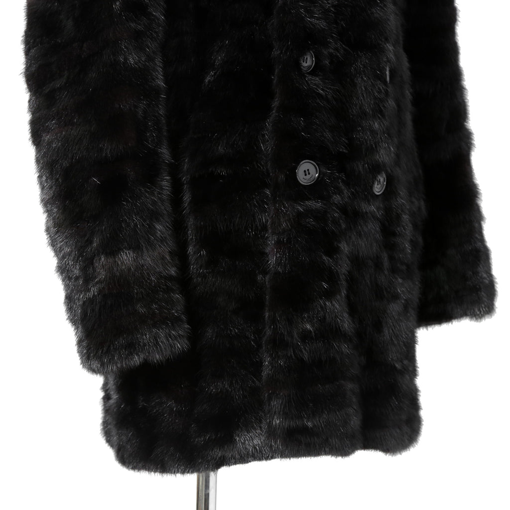 希少 美品 SAINT LAURENT PARIS サンローラン パリ / エディ期 2015-16AW ランウェイ Look 6着用 / ダブルブレスト  ミンク ファー コート / 398926 Y7IH1 / size 46 (BLACK)