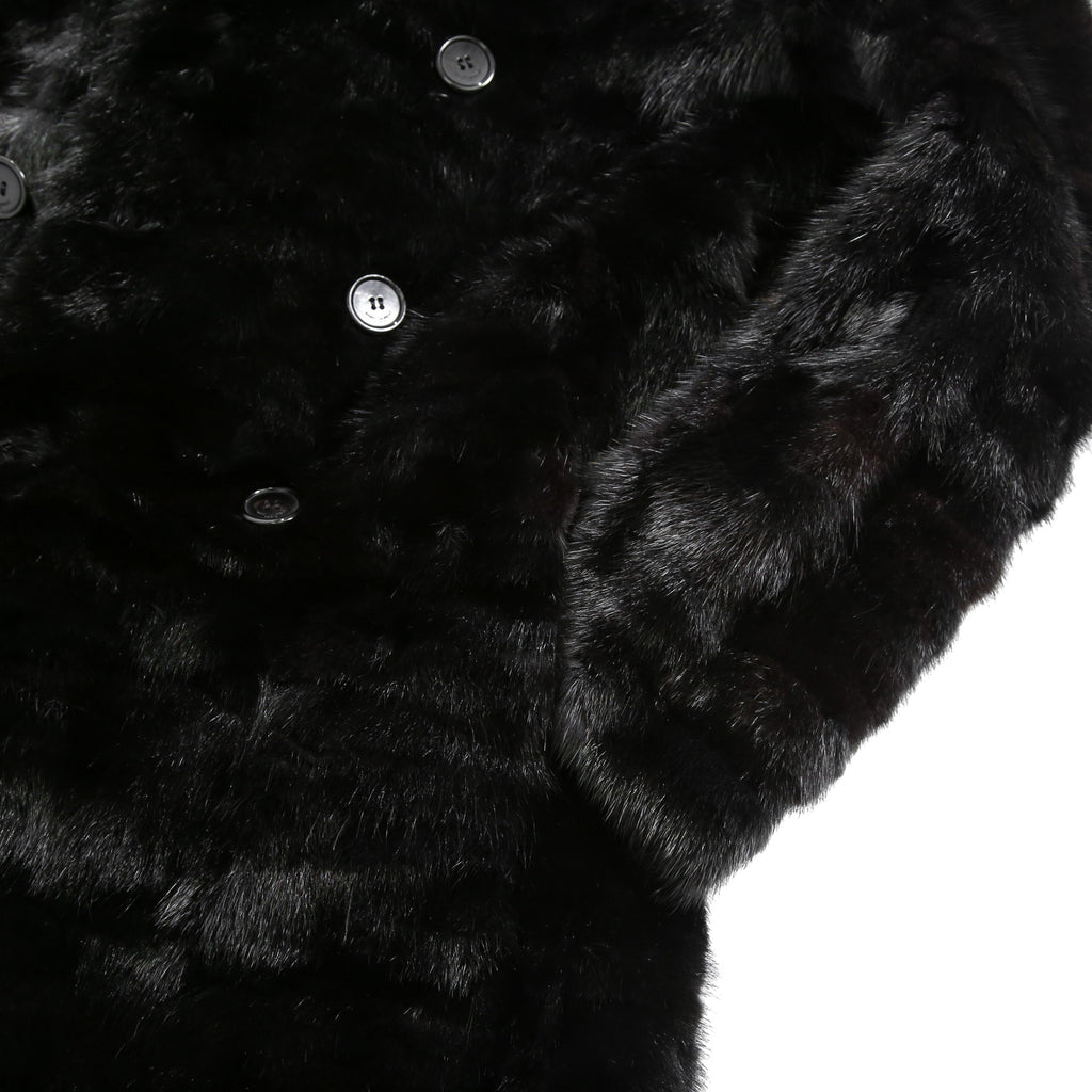 希少 美品 SAINT LAURENT PARIS サンローラン パリ / エディ期 2015-16AW ランウェイ Look 6着用 / ダブルブレスト  ミンク ファー コート / 398926 Y7IH1 / size 46 (BLACK)