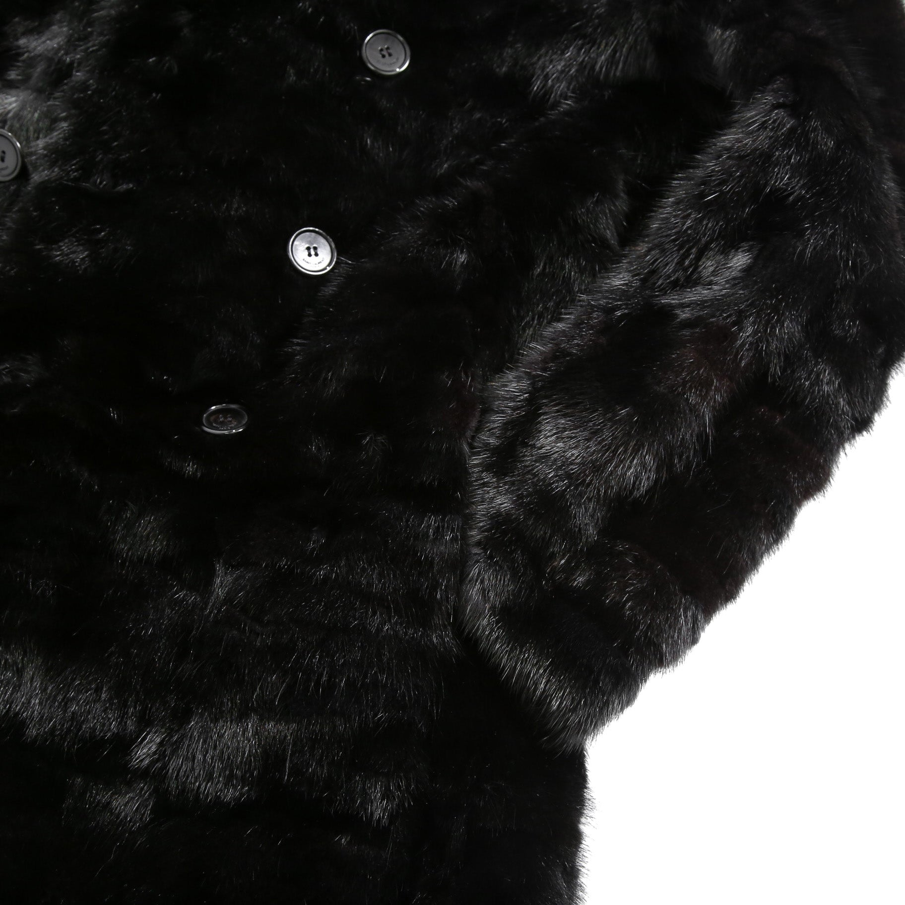 希少 美品 SAINT LAURENT PARIS サンローラン パリ / エディ期 2015-16AW ランウェイ Look 6着用 / ダブルブレスト  ミンク ファー コート / 398926 Y7IH1 / size 46 (BLACK)
