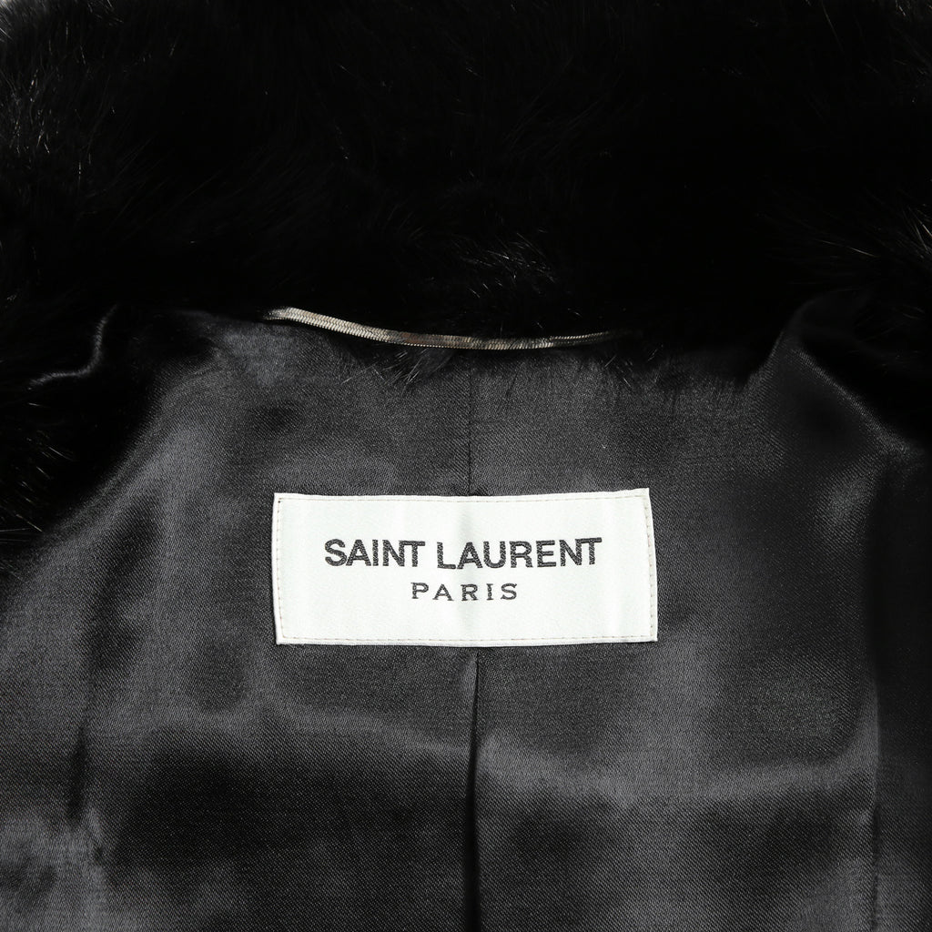 希少 美品 SAINT LAURENT PARIS サンローラン パリ / エディ期 2015-16AW ランウェイ Look 6着用 / ダブルブレスト  ミンク ファー コート / 398926 Y7IH1 / size 46 (BLACK)