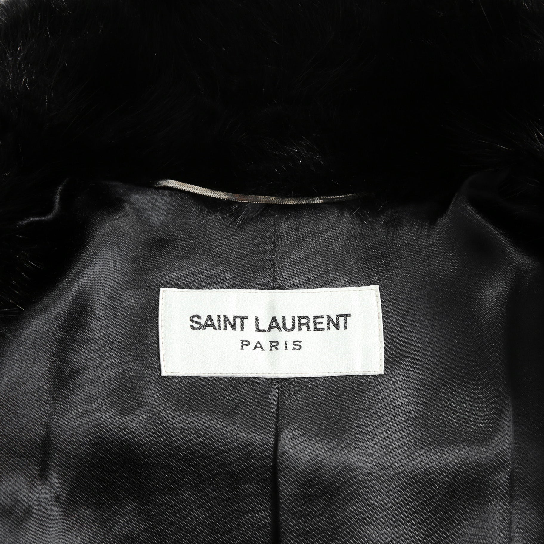 希少 美品 SAINT LAURENT PARIS サンローラン パリ / エディ期 2015-16AW ランウェイ Look 6着用 / ダブルブレスト  ミンク ファー コート / 398926 Y7IH1 / size 46 (BLACK)