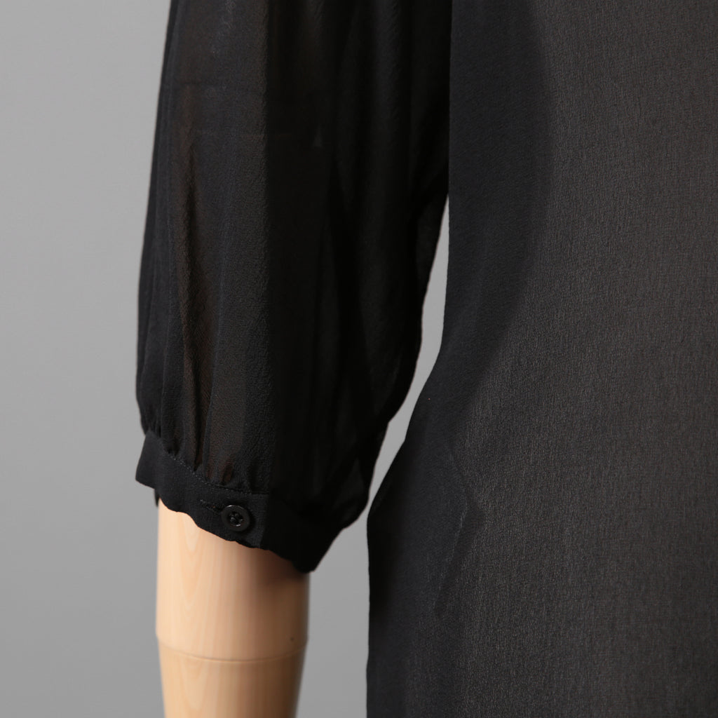 Christian Dior クリスチャンディオール / 20SS 美品 シルク bee刺繍 リボン ブラウス / 長袖シャツ / 011B22A6658 / size 42 (BLACK) レディース