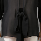 Christian Dior クリスチャンディオール / 20SS 美品 シルク bee刺繍 リボン ブラウス / 長袖シャツ / 011B22A6658 / size 42 (BLACK) レディース