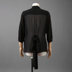 Christian Dior クリスチャンディオール / 20SS 美品 シルク bee刺繍 リボン ブラウス / 長袖シャツ / 011B22A6658 / size 42 (BLACK) レディース