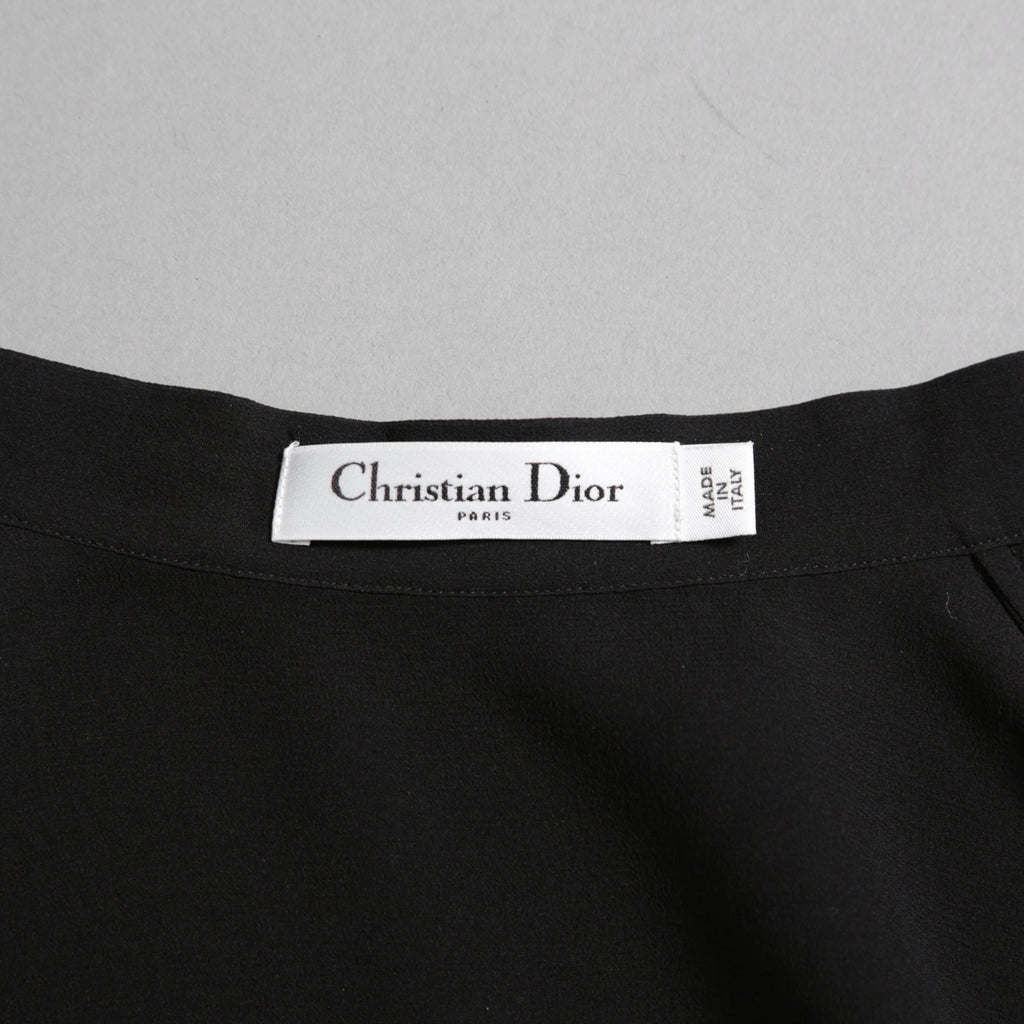 Christian Dior クリスチャンディオール / 20SS 美品 シルク bee刺繍 リボン ブラウス / 長袖シャツ / 011B22A6658 / size 42 (BLACK) レディース