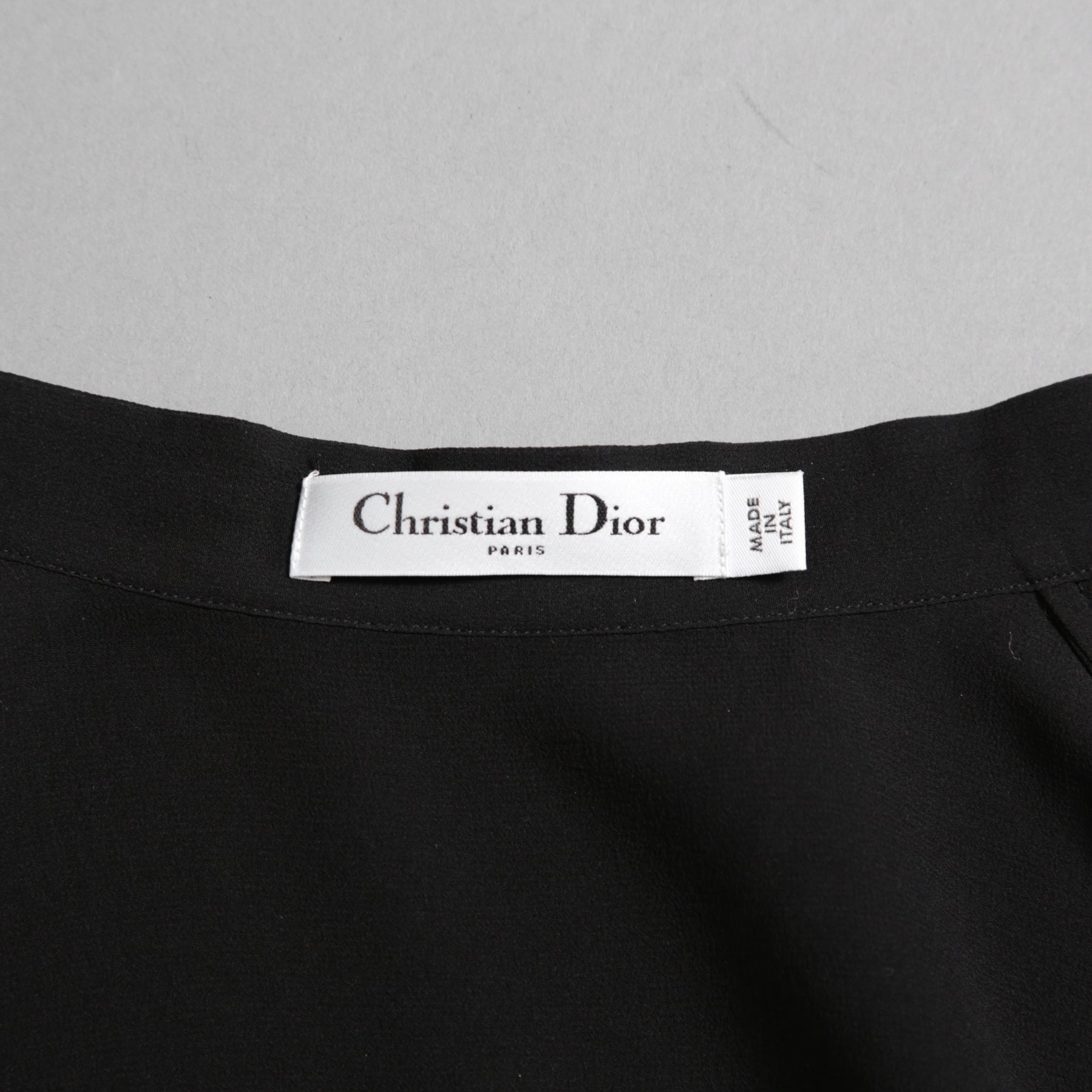 Christian Dior クリスチャンディオール / 20SS 美品 シルク bee刺繍 リボン ブラウス / 長袖シャツ / 011B22A6658 / size 42 (BLACK) レディース