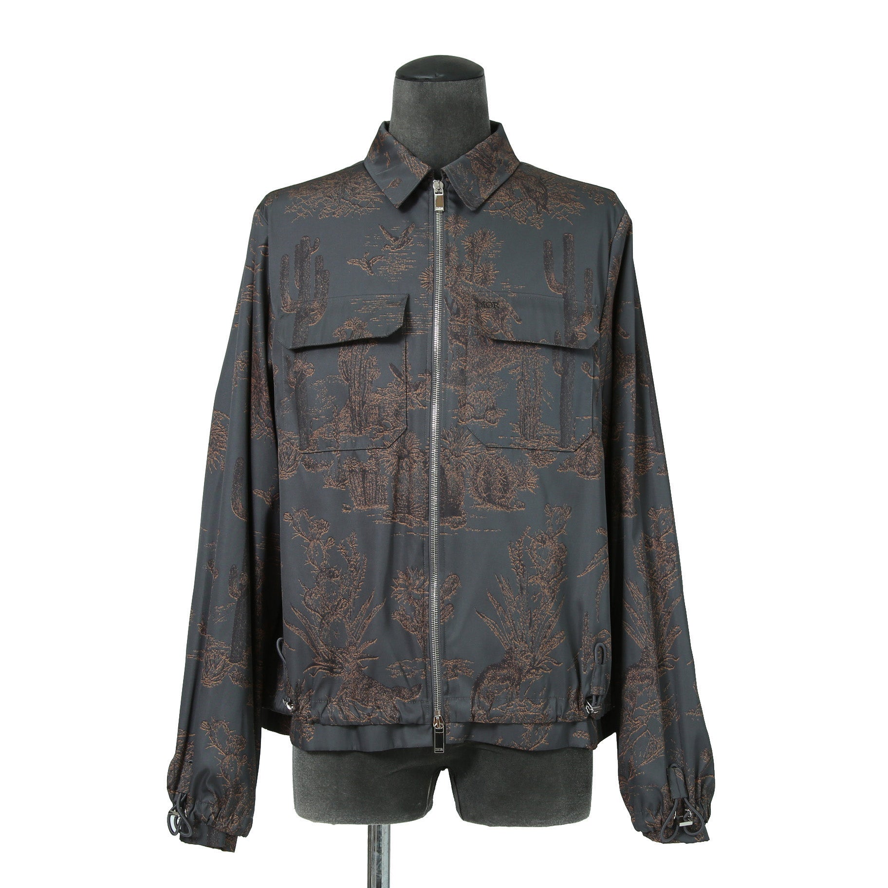 Dior HOMME ディオールオム / 美品 2022AW DIOR × TRAVIS SCOTT CACTUS JACK 総柄ジップアップ ジャケット / オブリーク 裏地 / 213C522C5531 / size 48(M) 国内正規品