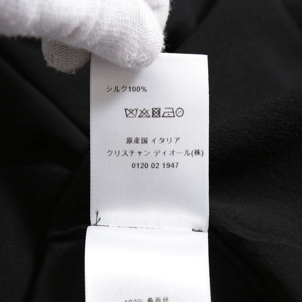 Christian Dior クリスチャンディオール / 20SS 美品 シルク bee刺繍 リボン ブラウス / 長袖シャツ / 011B22A6658 / size 42 (BLACK) レディース
