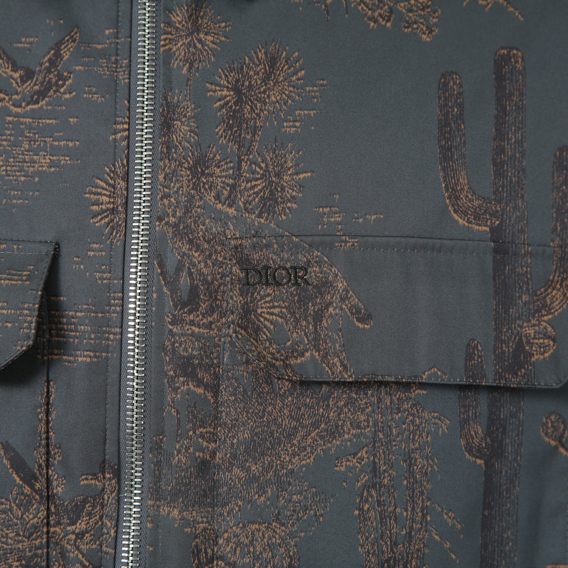 Dior HOMME ディオールオム / 美品 2022AW DIOR × TRAVIS SCOTT CACTUS JACK 総柄ジップアップ ジャケット / オブリーク 裏地 / 213C522C5531 / size 48(M) 国内正規品