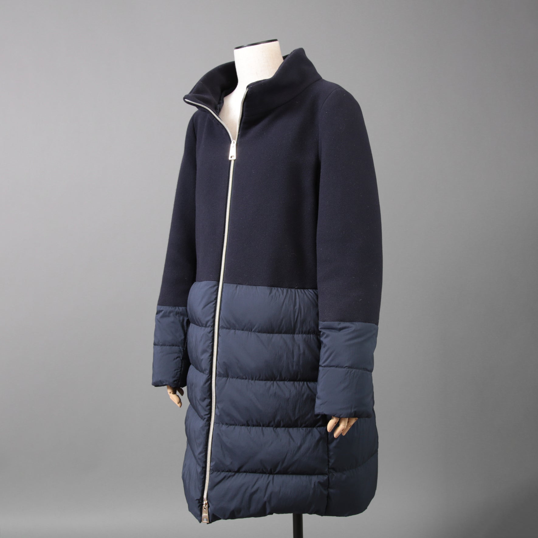 HERNO ヘルノ / 19AW DIAGONAL WOOL AND NUAGE PARKA ダウン コート / PI0848D-39601-9290 / size 46 (NAVY) レディース