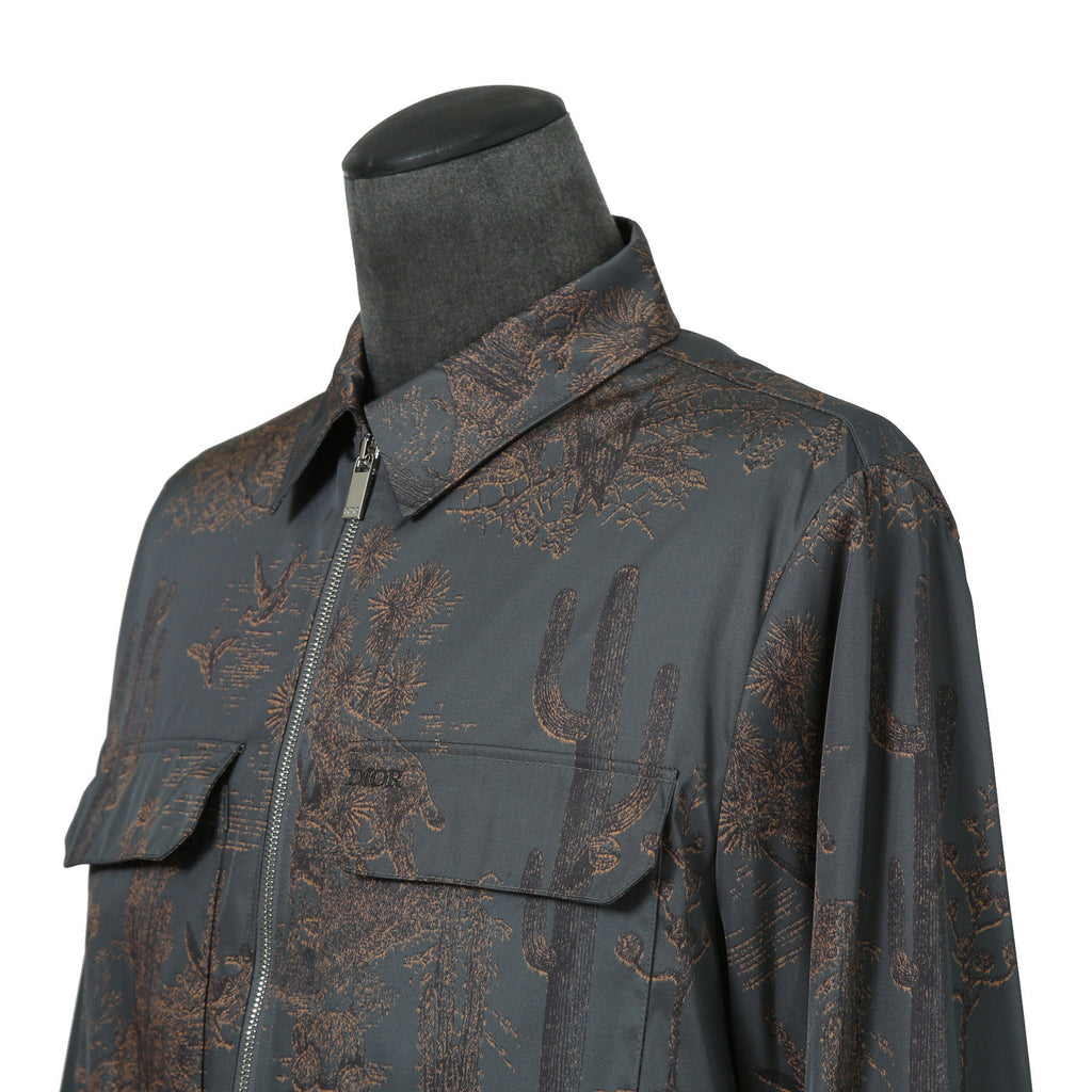 Dior HOMME ディオールオム / 美品 2022AW DIOR × TRAVIS SCOTT CACTUS JACK 総柄ジップアップ ジャケット / オブリーク 裏地 / 213C522C5531 / size 48(M) 国内正規品