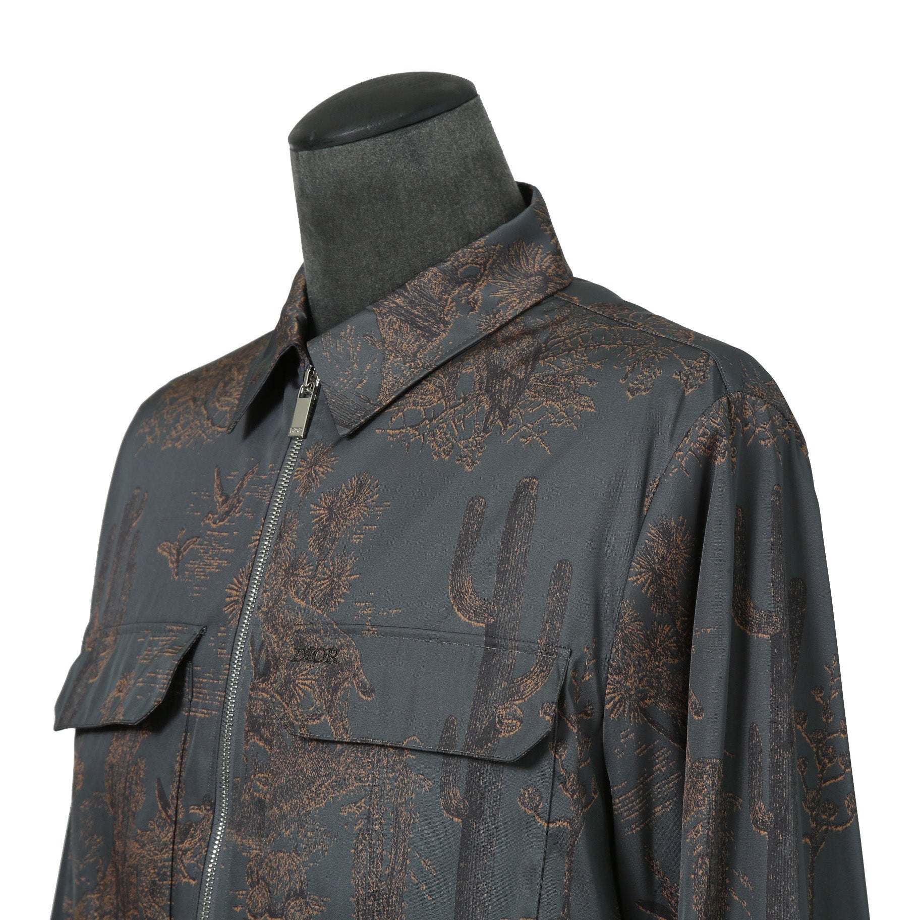 Dior HOMME ディオールオム / 美品 2022AW DIOR × TRAVIS SCOTT CACTUS JACK 総柄ジップアップ ジャケット / オブリーク 裏地 / 213C522C5531 / size 48(M) 国内正規品